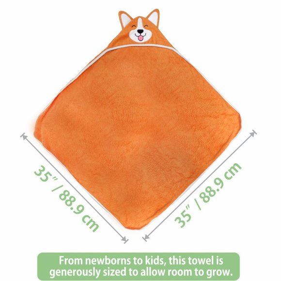 Corgi Dog Baby Hooded Towel | Organic Bamboo | Free Washcloth | Unisex | NEW - Picture 2 of 11